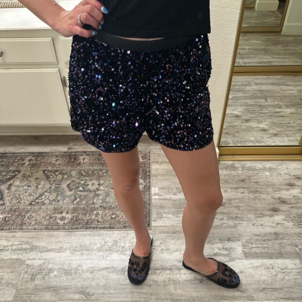 Black Sequin Shorts